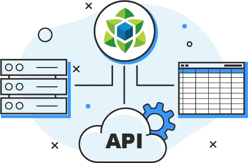 Yurbi connected to servers, data tables and an API
